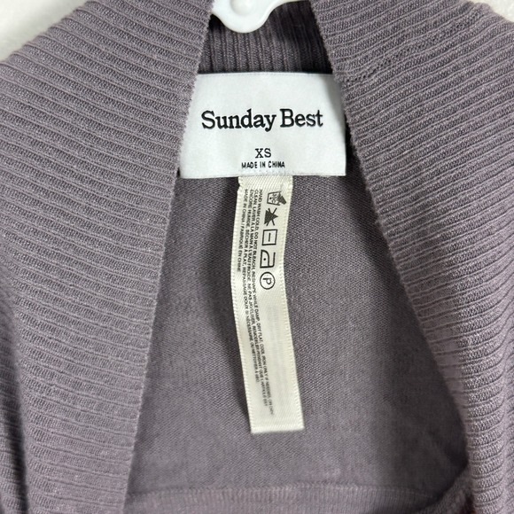 Aritzia Sunday Best Ellie Sweater Grey Womens Sz XS Mock Neck Open Back Knit Top - Picture 4 of 16